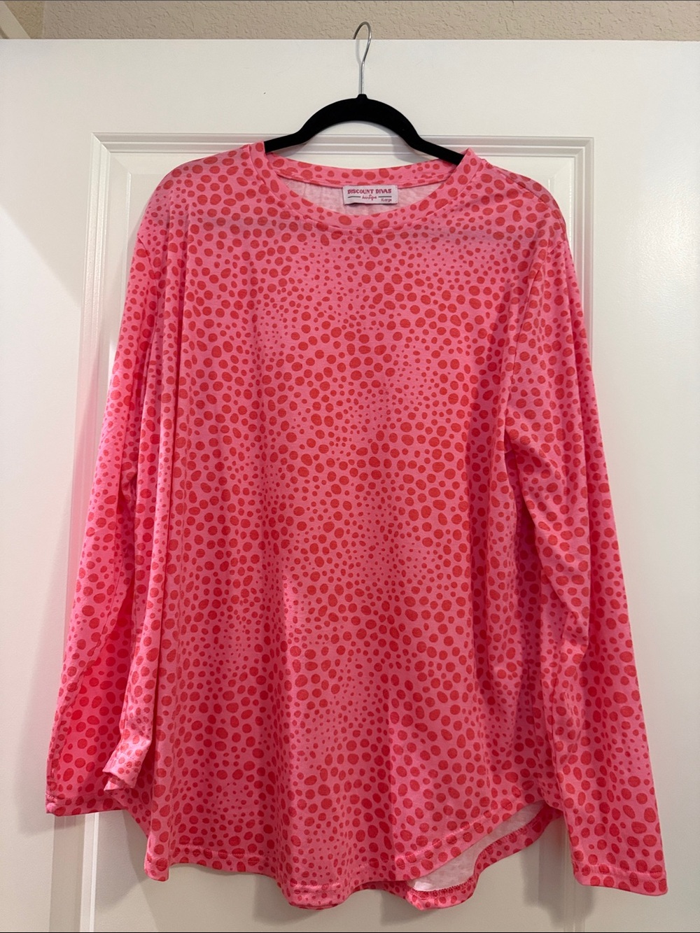 Discount Divas Bright Pink Polka Dot Long Sleeve Tee